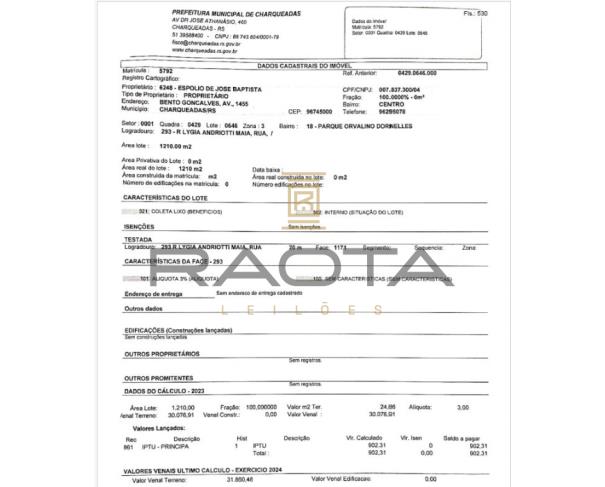 Foto de terreno de 20m x 61m zona urbana de Chaqueadas